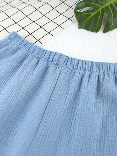 Blue Zone Planet | Textured Dropped Shoulder Cardigan and Shorts Set BLUE ZONE PLANET