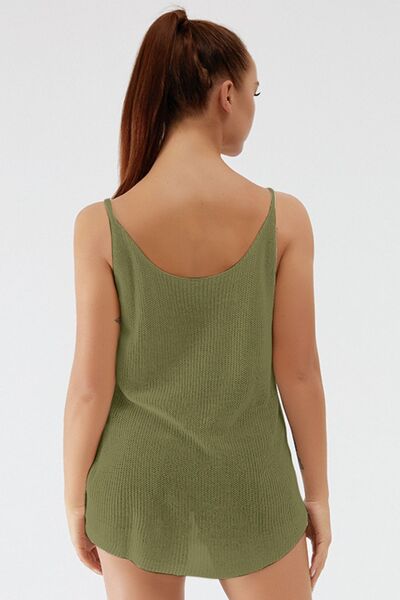 Blue Zone Planet | Scoop Neck Spaghetti Strap Knit Cami BLUE ZONE PLANET