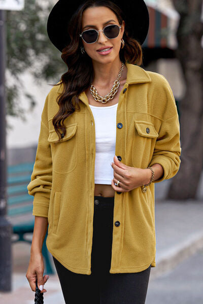 Blue Zone Planet | Button Up Collared Neck Long Sleeve Jacket BLUE ZONE PLANET
