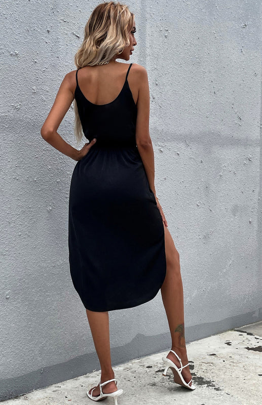 Blue Zone Planet | Solid Color Package Hip Slit Dress BLUE ZONE PLANET