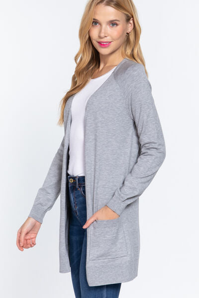 ACTIVE BASIC Open Front Long Sleeve Cardigan BLUE ZONE PLANET