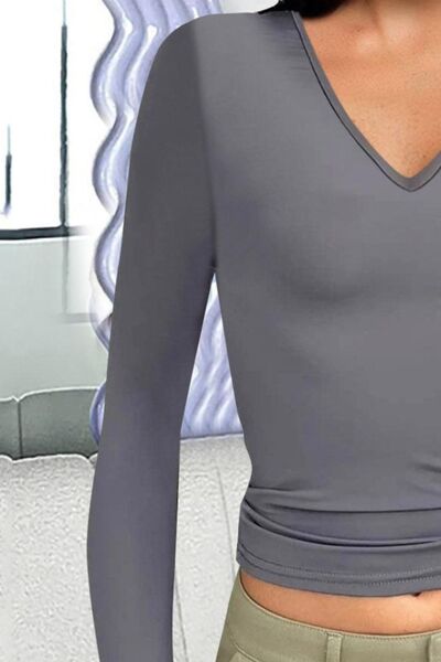 Blue Zone Planet | V-Neck Long Sleeve T-Shirt BLUE ZONE PLANET