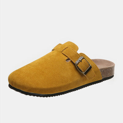 Suede Closed Toe Buckle Slide BLUE ZONE PLANET