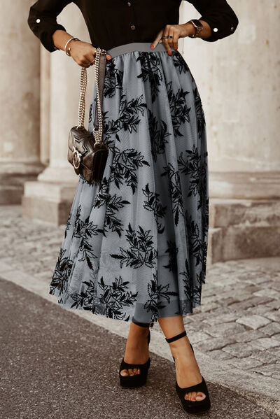 Blue Zone Planet | Embroidered High Waist Maxi Skirt BLUE ZONE PLANET