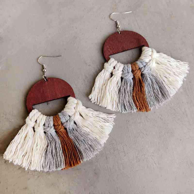 Tassel Detail Drop Earrings BLUE ZONE PLANET