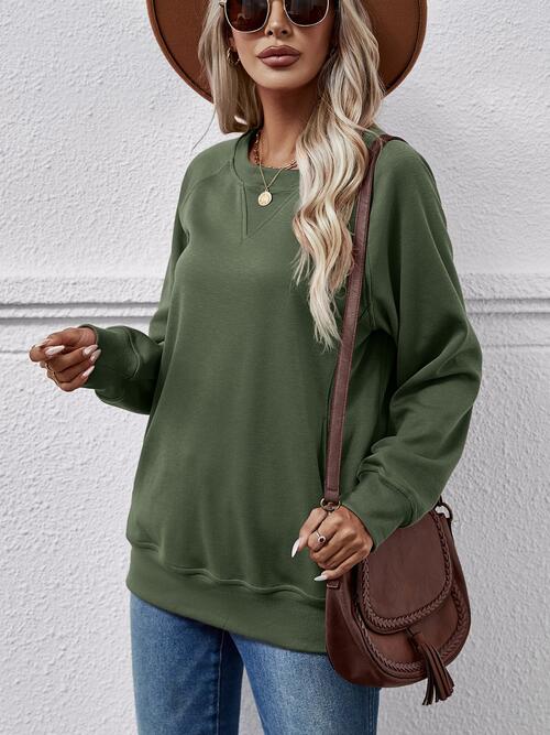 Round Neck Long Sleeve Sweatshirt BLUE ZONE PLANET