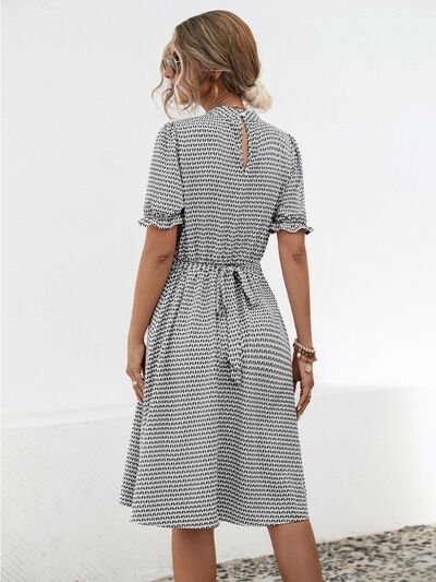 Blue Zone Planet | Printed Mock Neck Flounce Sleeve Dress BLUE ZONE PLANET