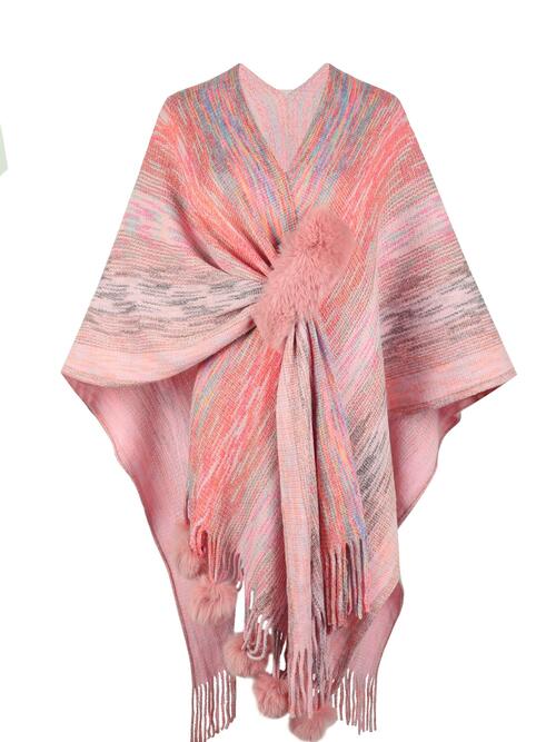 Heathered Fringe Hem Poncho BLUE ZONE PLANET
