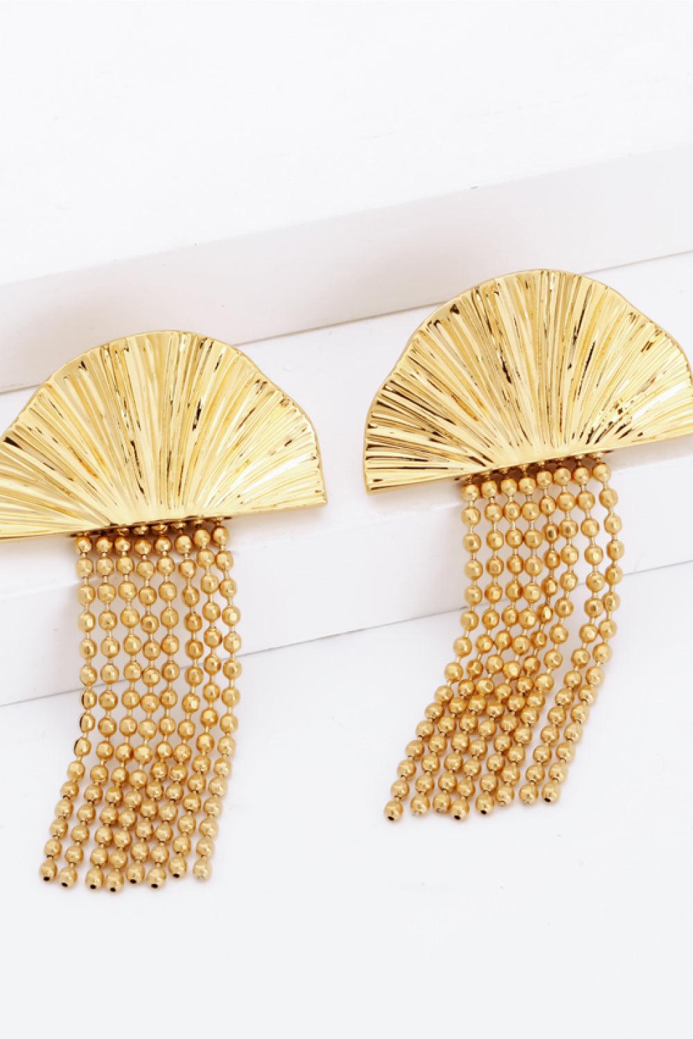 18K Gold Plated Fan Fringe Dangle Earrings BLUE ZONE PLANET