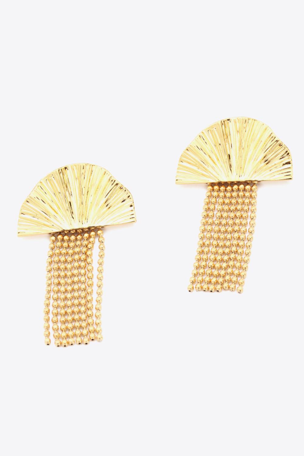 18K Gold Plated Fan Fringe Dangle Earrings BLUE ZONE PLANET