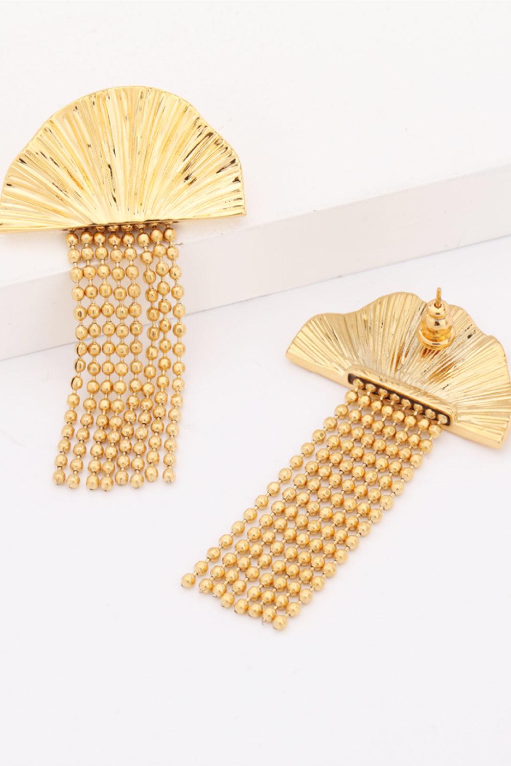 18K Gold Plated Fan Fringe Dangle Earrings BLUE ZONE PLANET