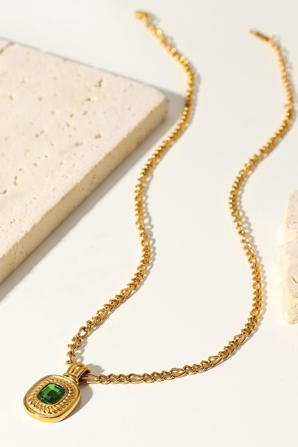 18K Gold Plated Inlaid Rhinestone Pendant Necklace BLUE ZONE PLANET