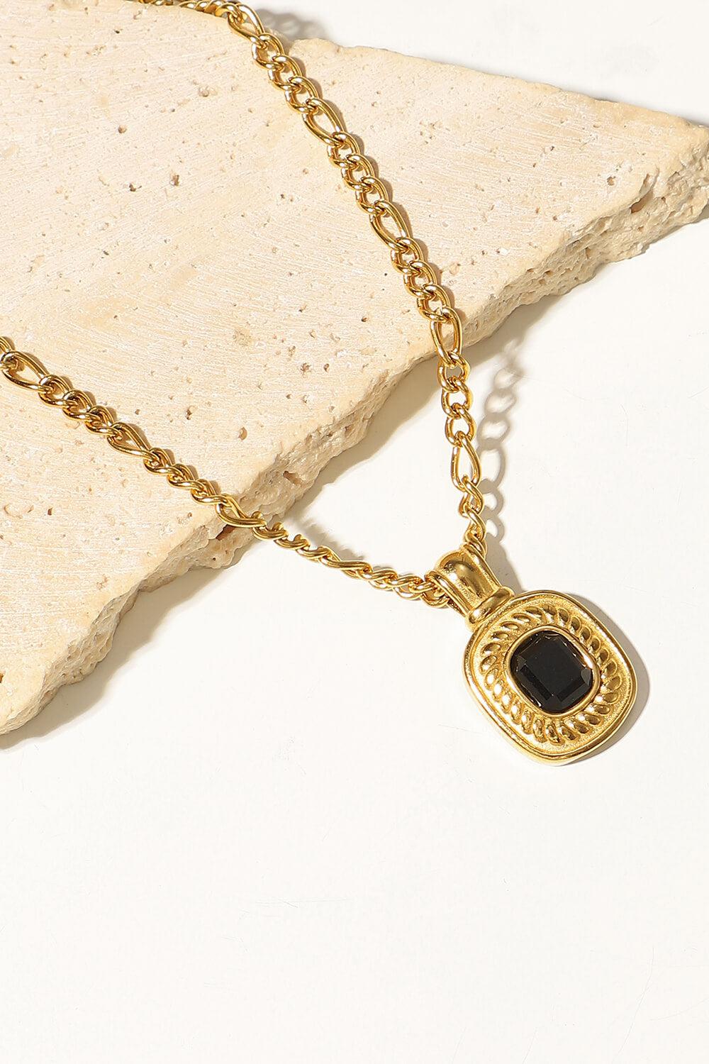 18K Gold Plated Inlaid Rhinestone Pendant Necklace BLUE ZONE PLANET