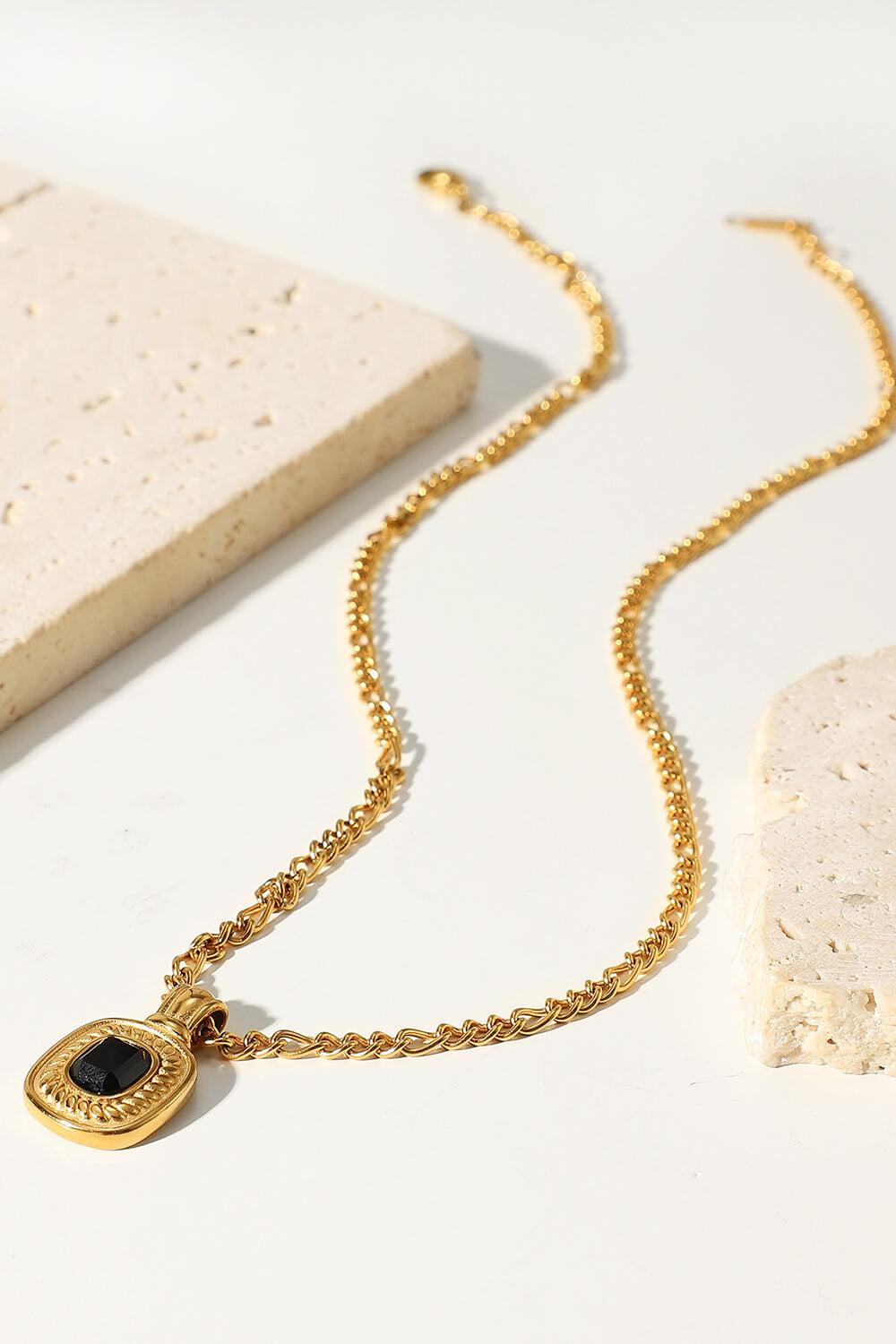 18K Gold Plated Inlaid Rhinestone Pendant Necklace BLUE ZONE PLANET