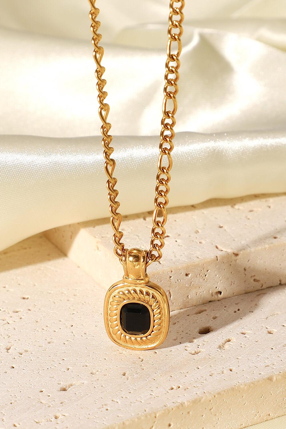 18K Gold Plated Inlaid Rhinestone Pendant Necklace BLUE ZONE PLANET
