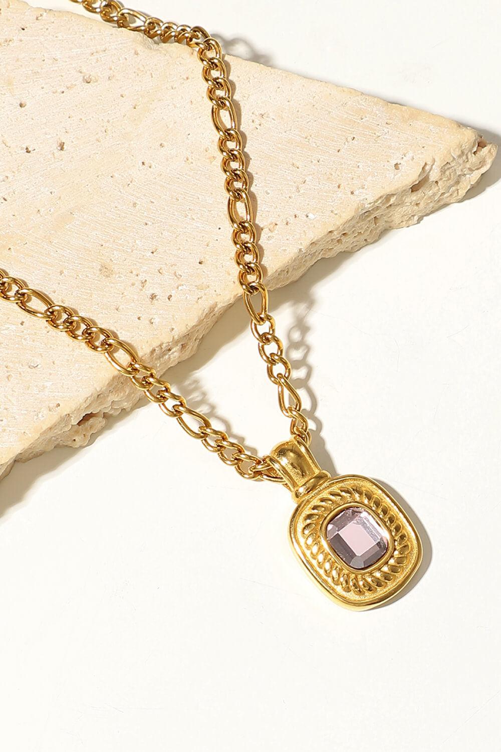 18K Gold Plated Inlaid Rhinestone Pendant Necklace BLUE ZONE PLANET
