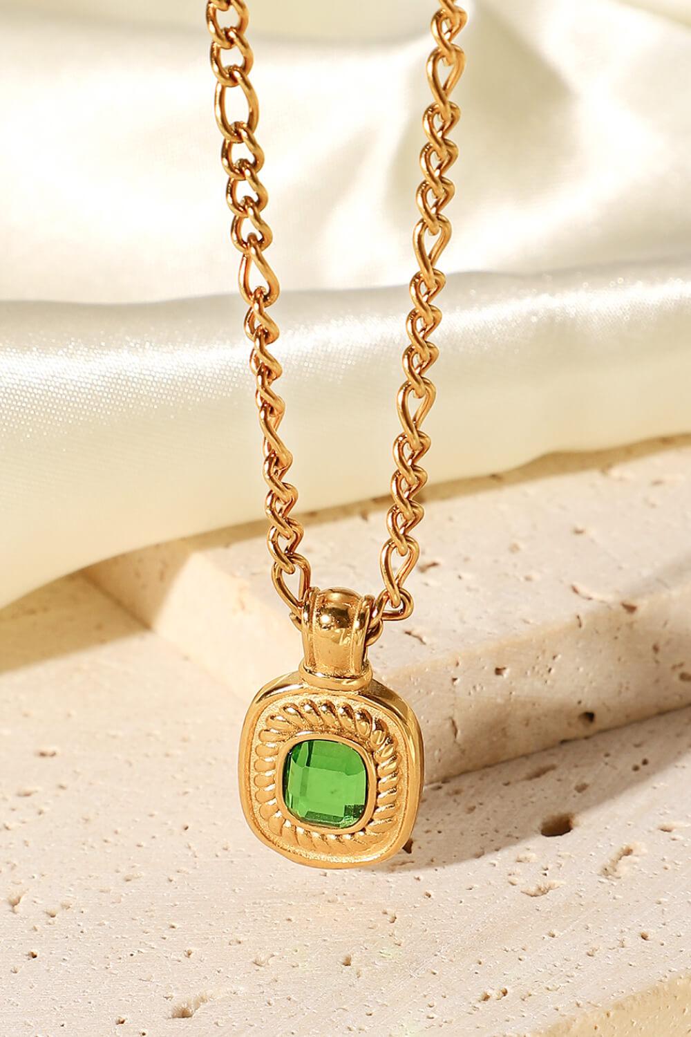 18K Gold Plated Inlaid Rhinestone Pendant Necklace BLUE ZONE PLANET