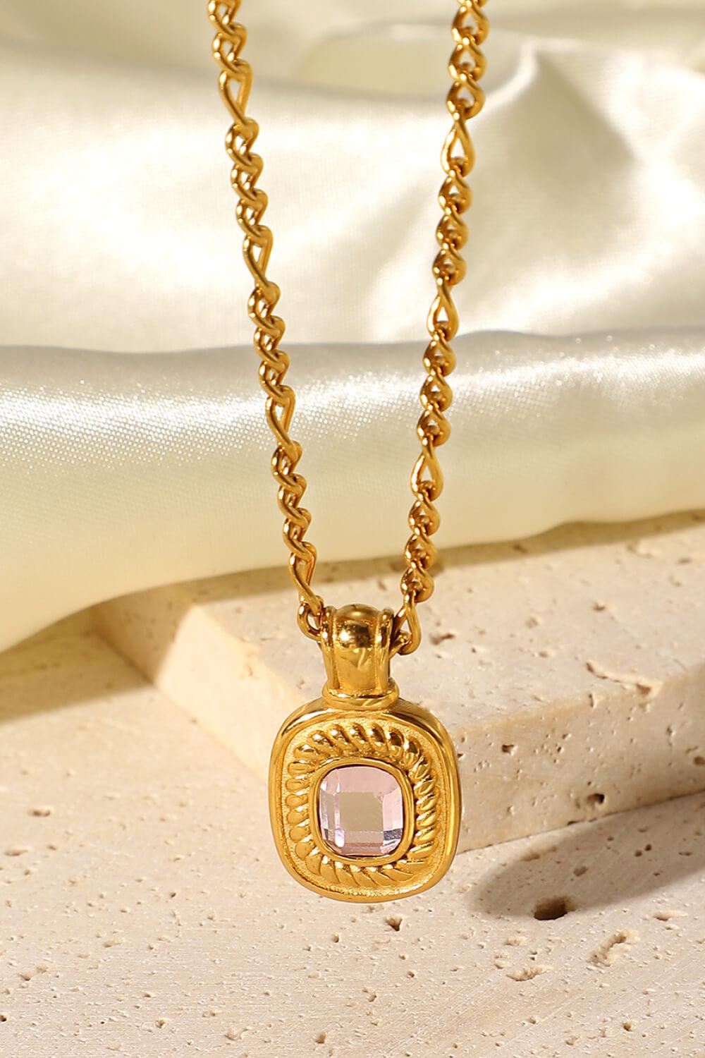 18K Gold Plated Inlaid Rhinestone Pendant Necklace BLUE ZONE PLANET