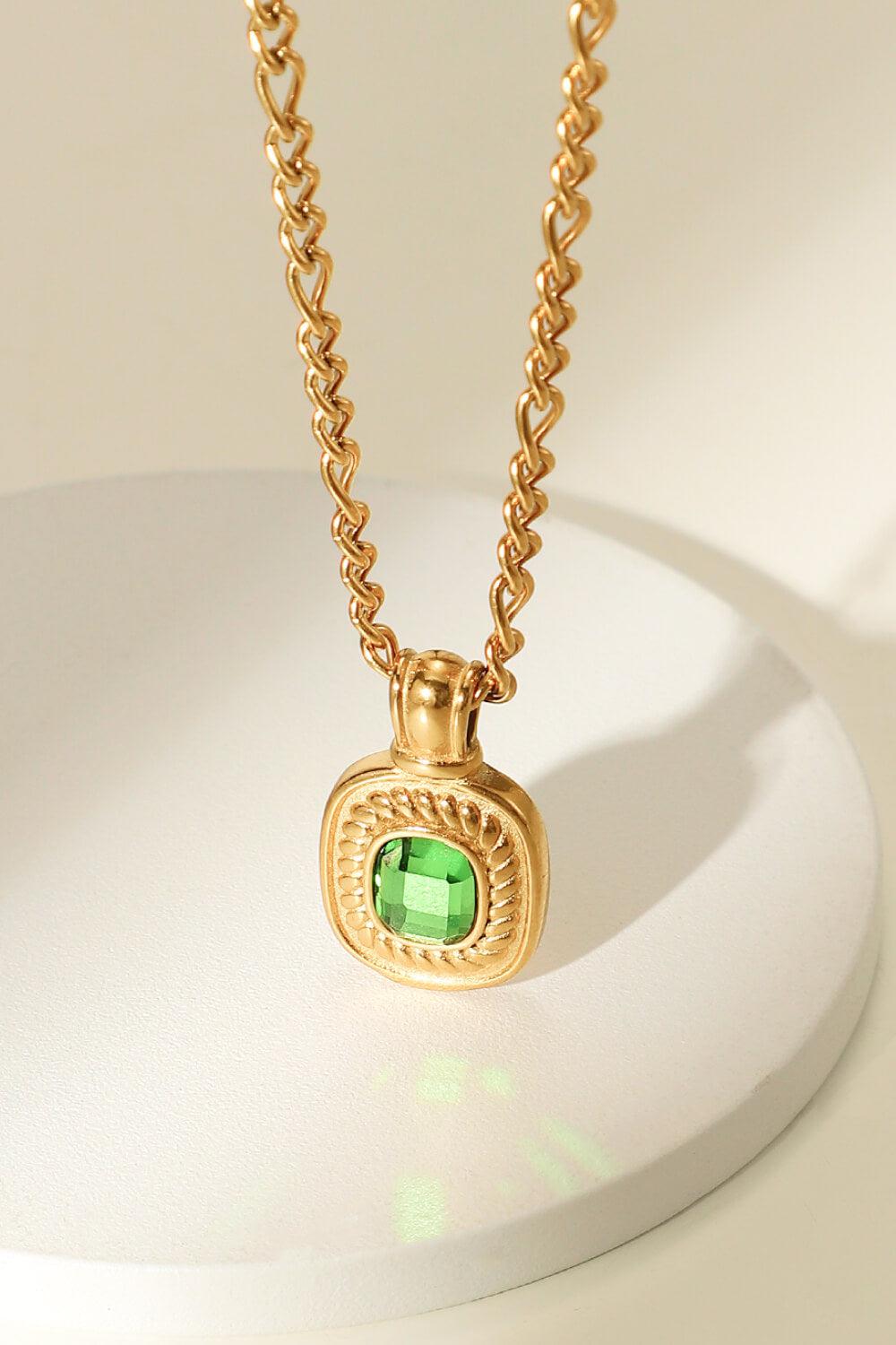 18K Gold Plated Inlaid Rhinestone Pendant Necklace BLUE ZONE PLANET