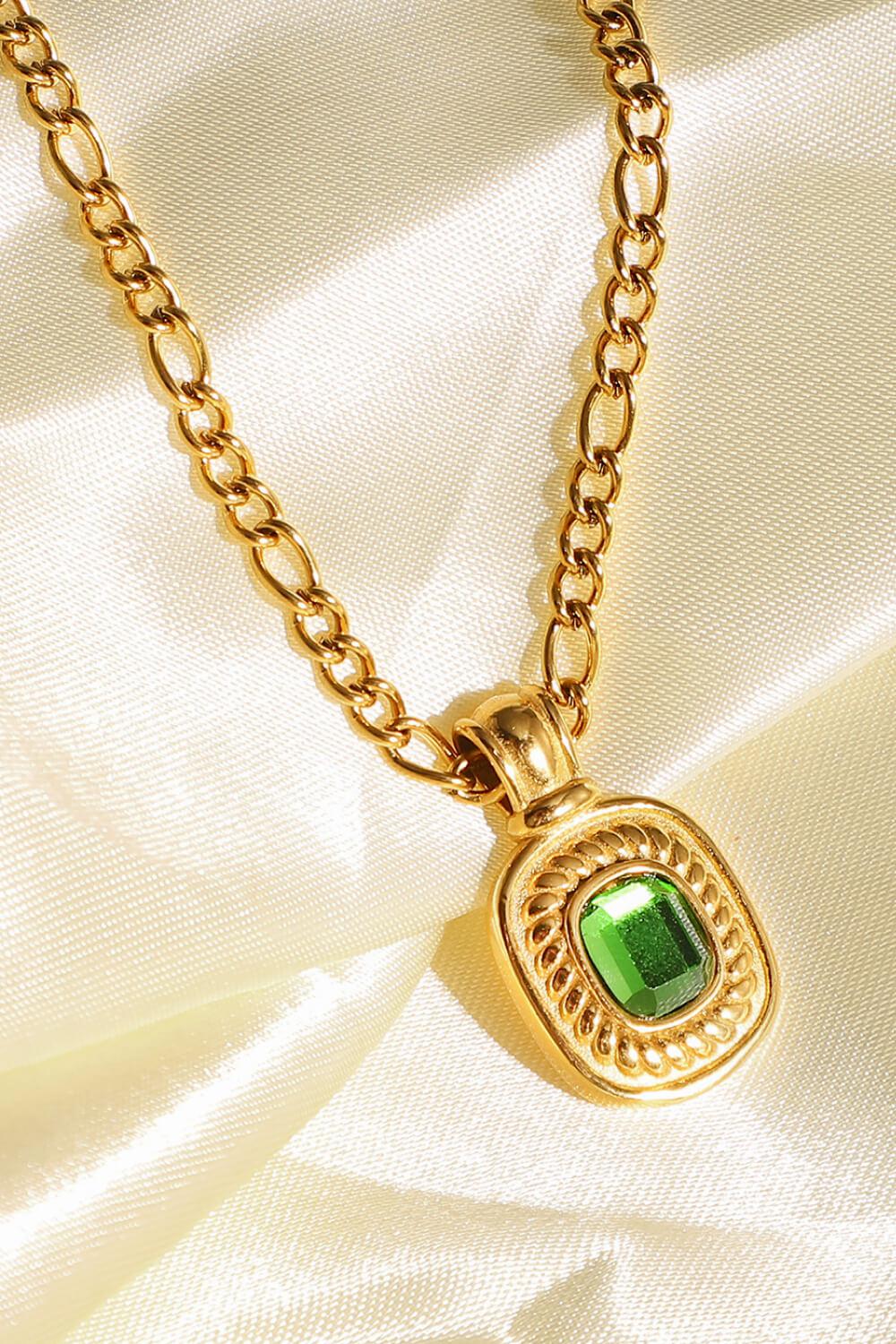 18K Gold Plated Inlaid Rhinestone Pendant Necklace BLUE ZONE PLANET