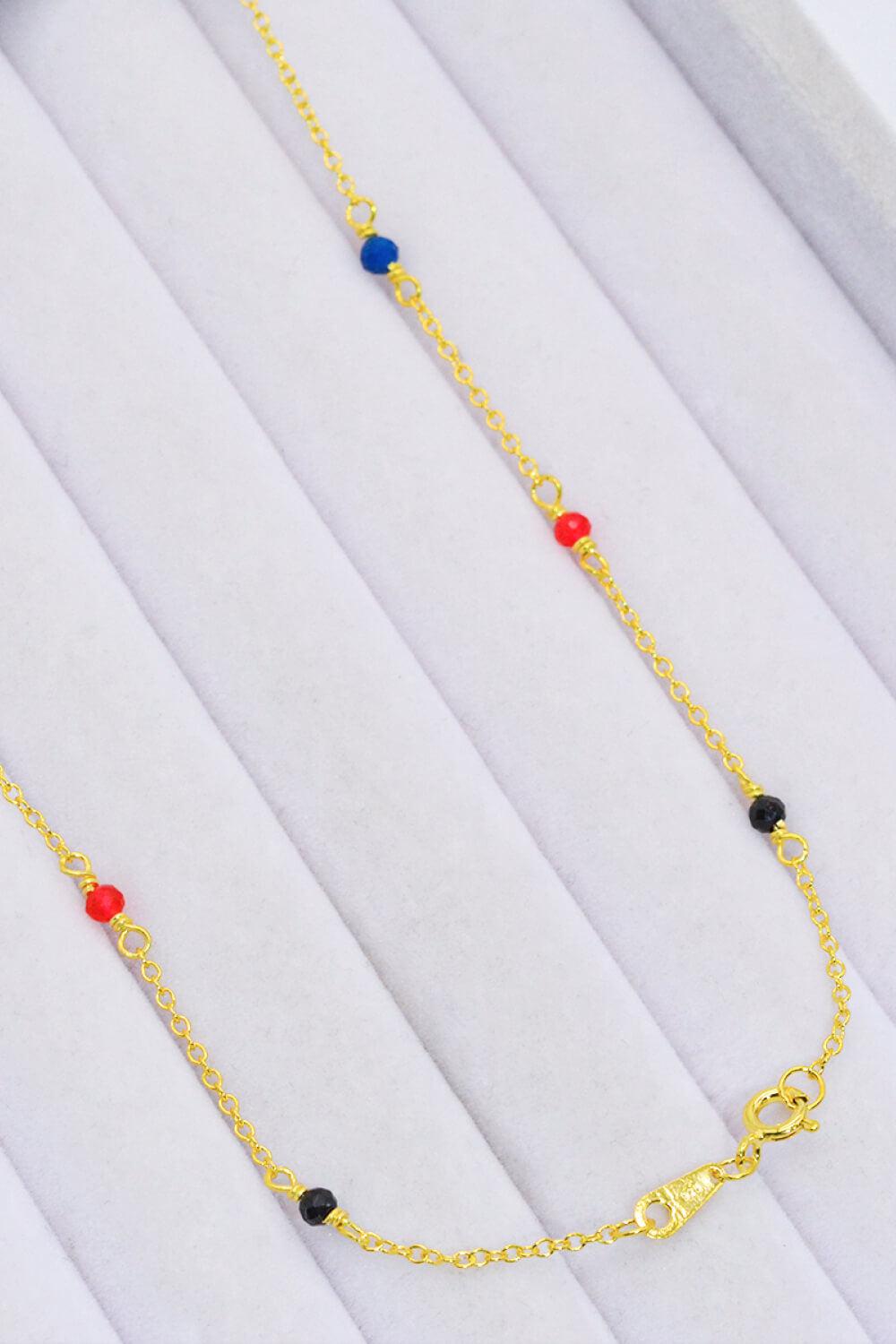 18K Gold-Plated Multicolored Bead Necklace BLUE ZONE PLANET