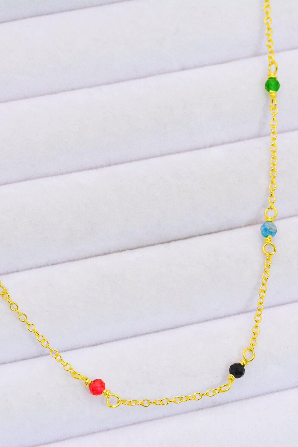 18K Gold-Plated Multicolored Bead Necklace BLUE ZONE PLANET