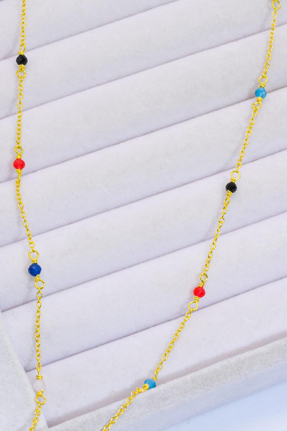 18K Gold-Plated Multicolored Bead Necklace BLUE ZONE PLANET