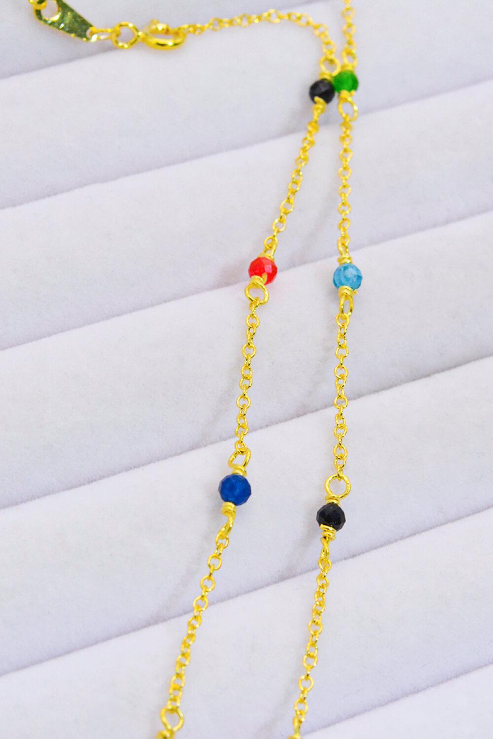 18K Gold-Plated Multicolored Bead Necklace BLUE ZONE PLANET