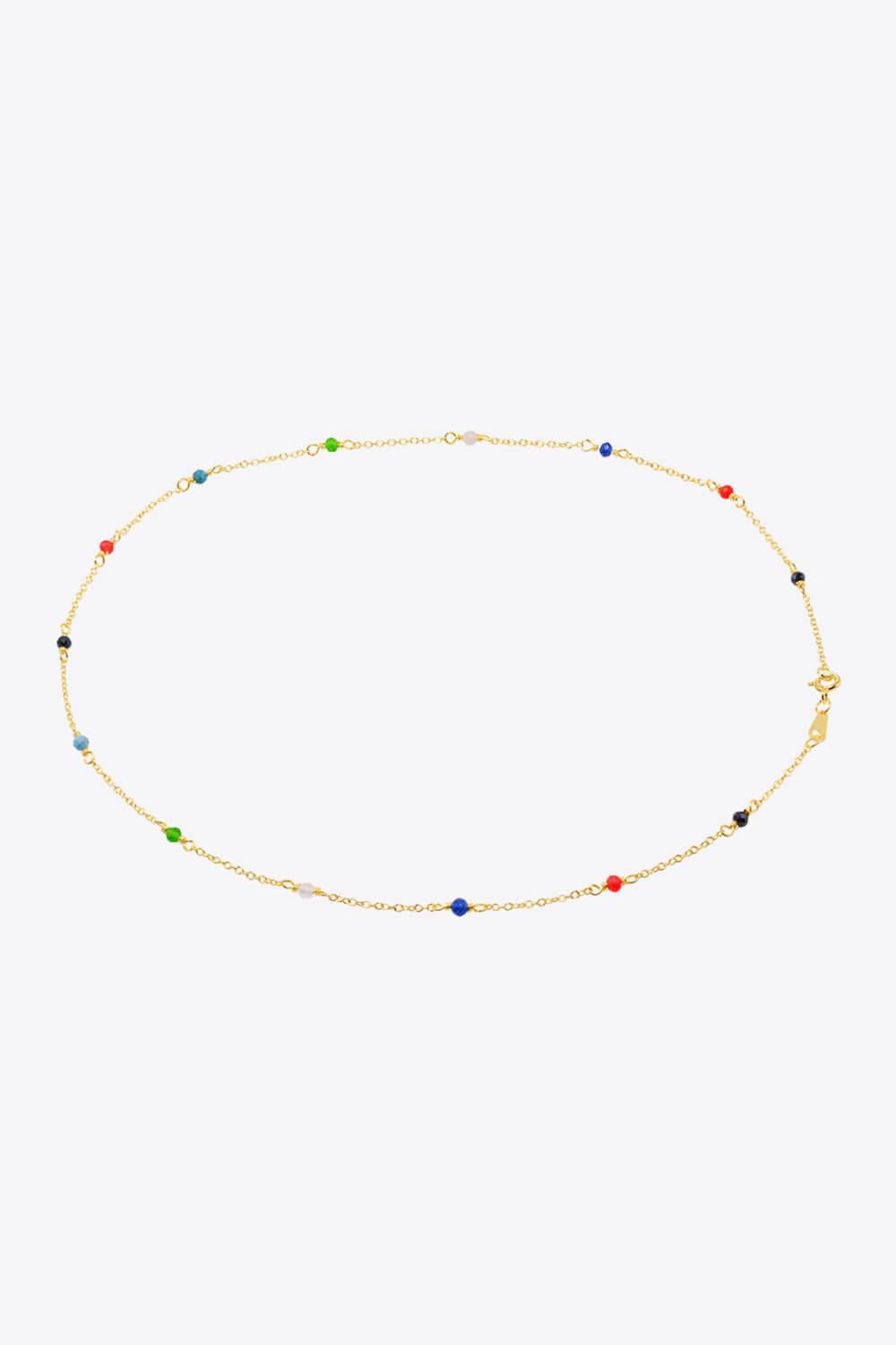 18K Gold-Plated Multicolored Bead Necklace BLUE ZONE PLANET