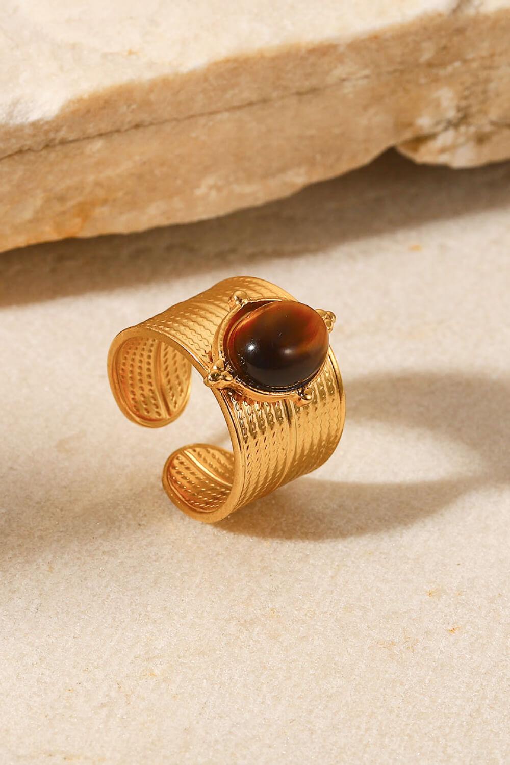 18K Gold-Plated Wide Open Ring BLUE ZONE PLANET