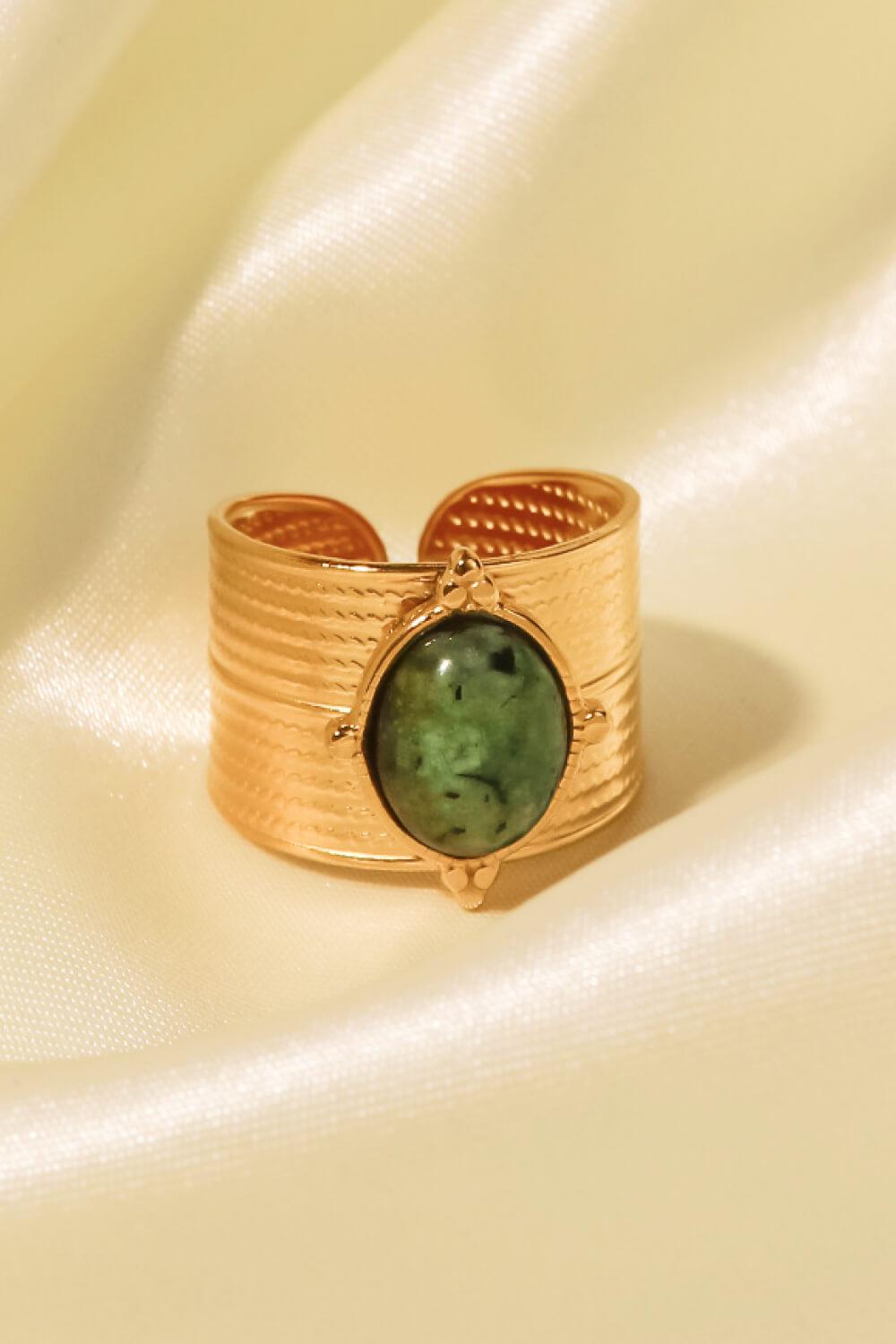 18K Gold-Plated Wide Open Ring BLUE ZONE PLANET