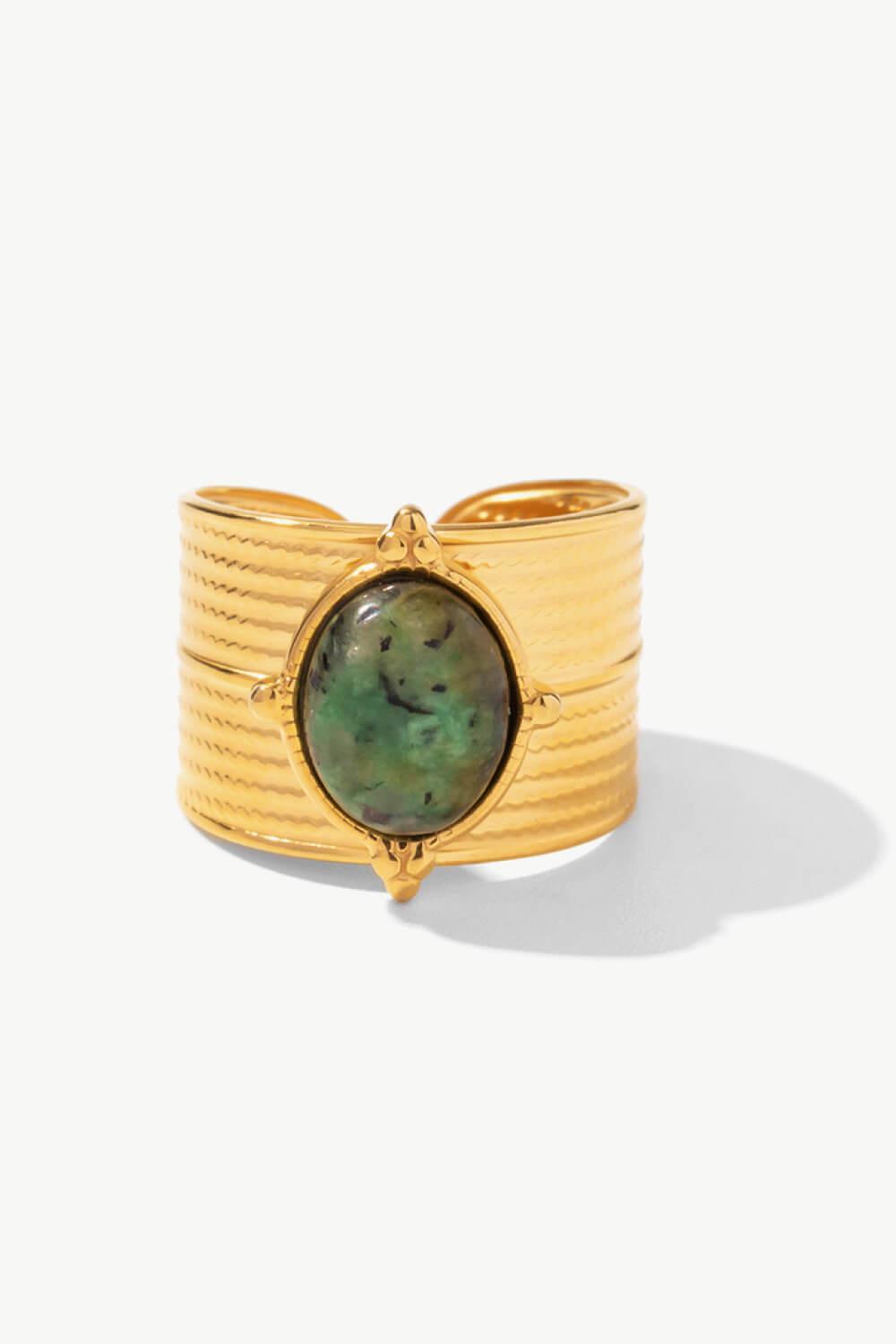 18K Gold-Plated Wide Open Ring BLUE ZONE PLANET