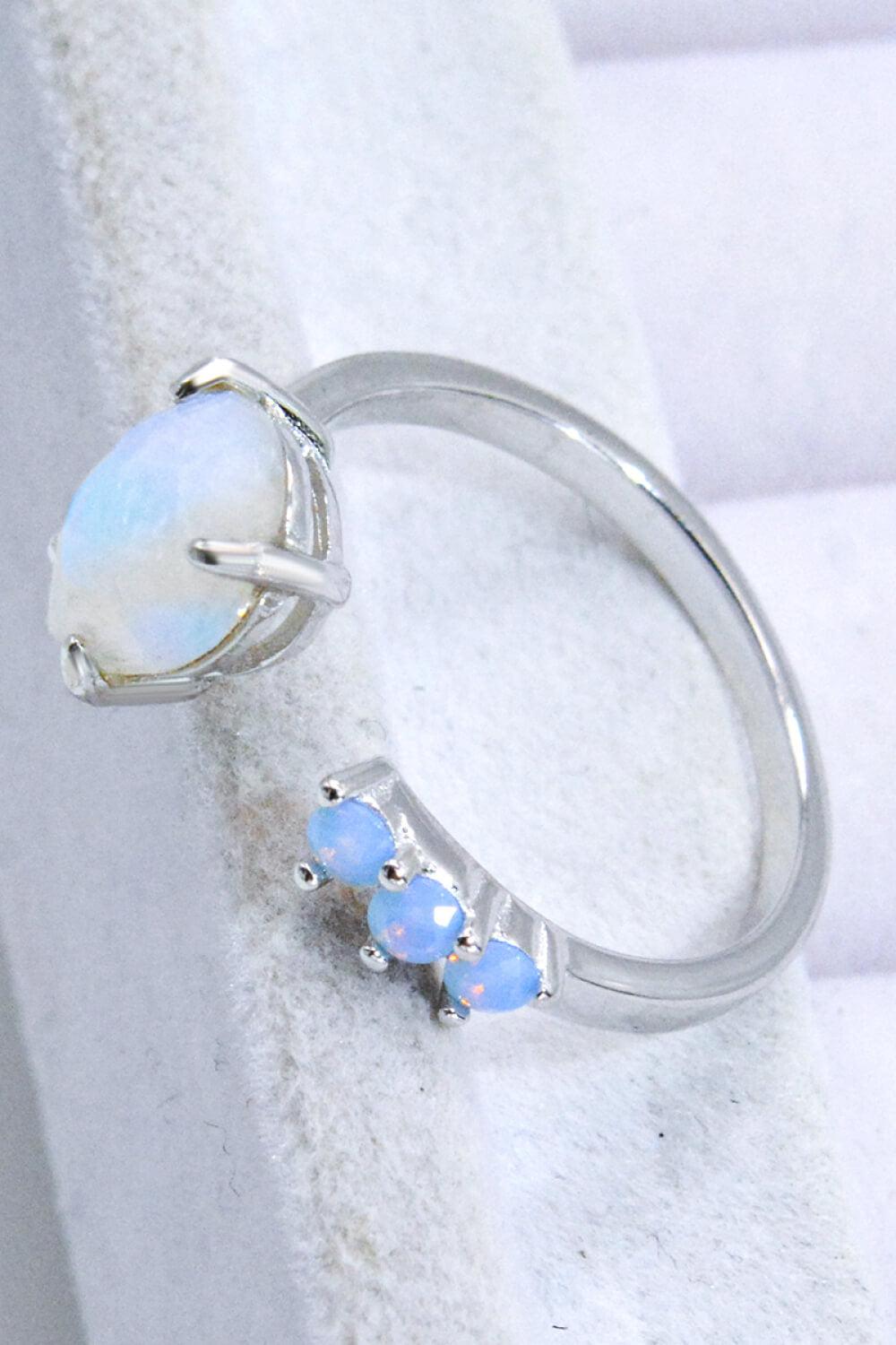 18K Rose Gold-Plated Moonstone Open Ring BLUE ZONE PLANET