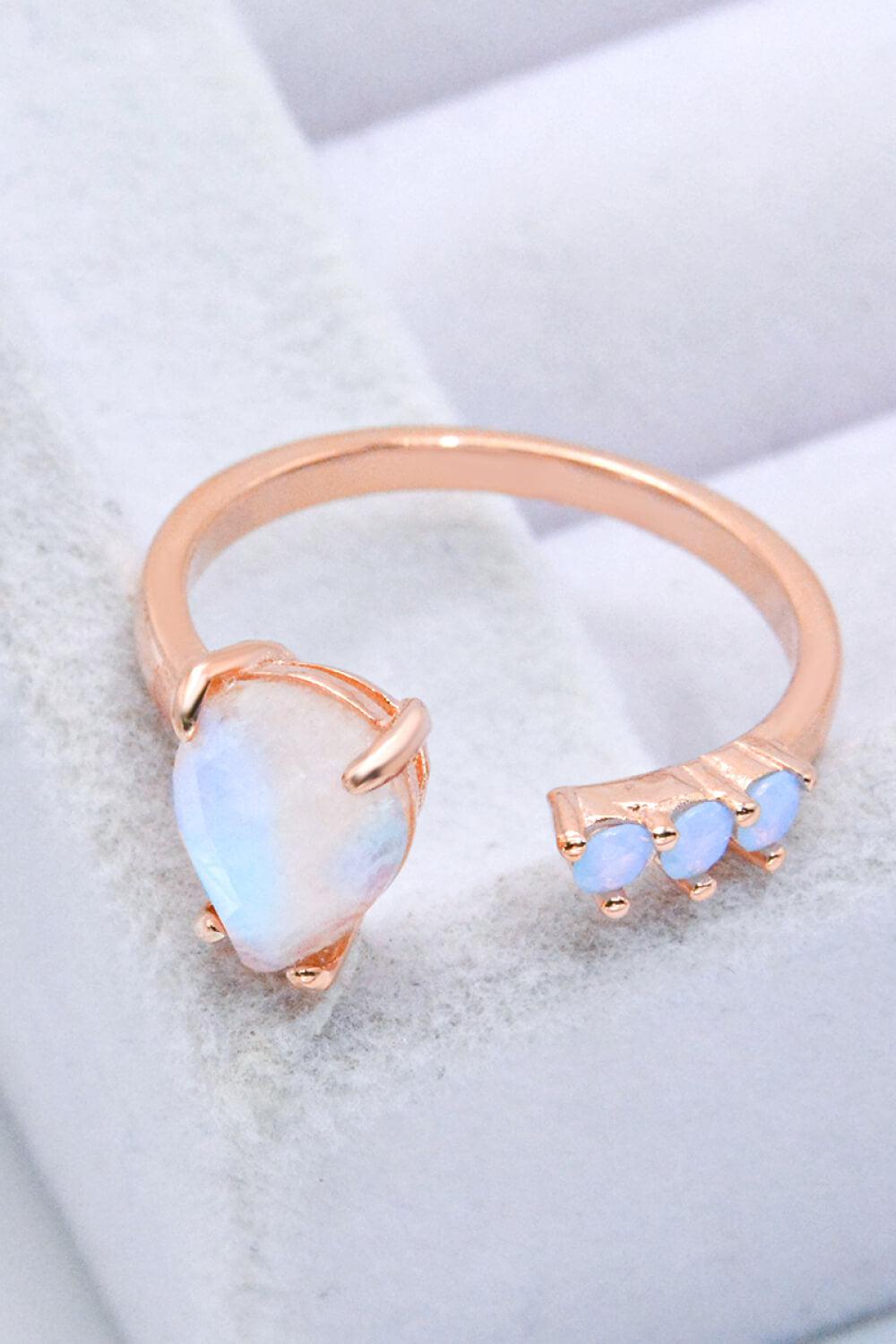 18K Rose Gold-Plated Moonstone Open Ring BLUE ZONE PLANET
