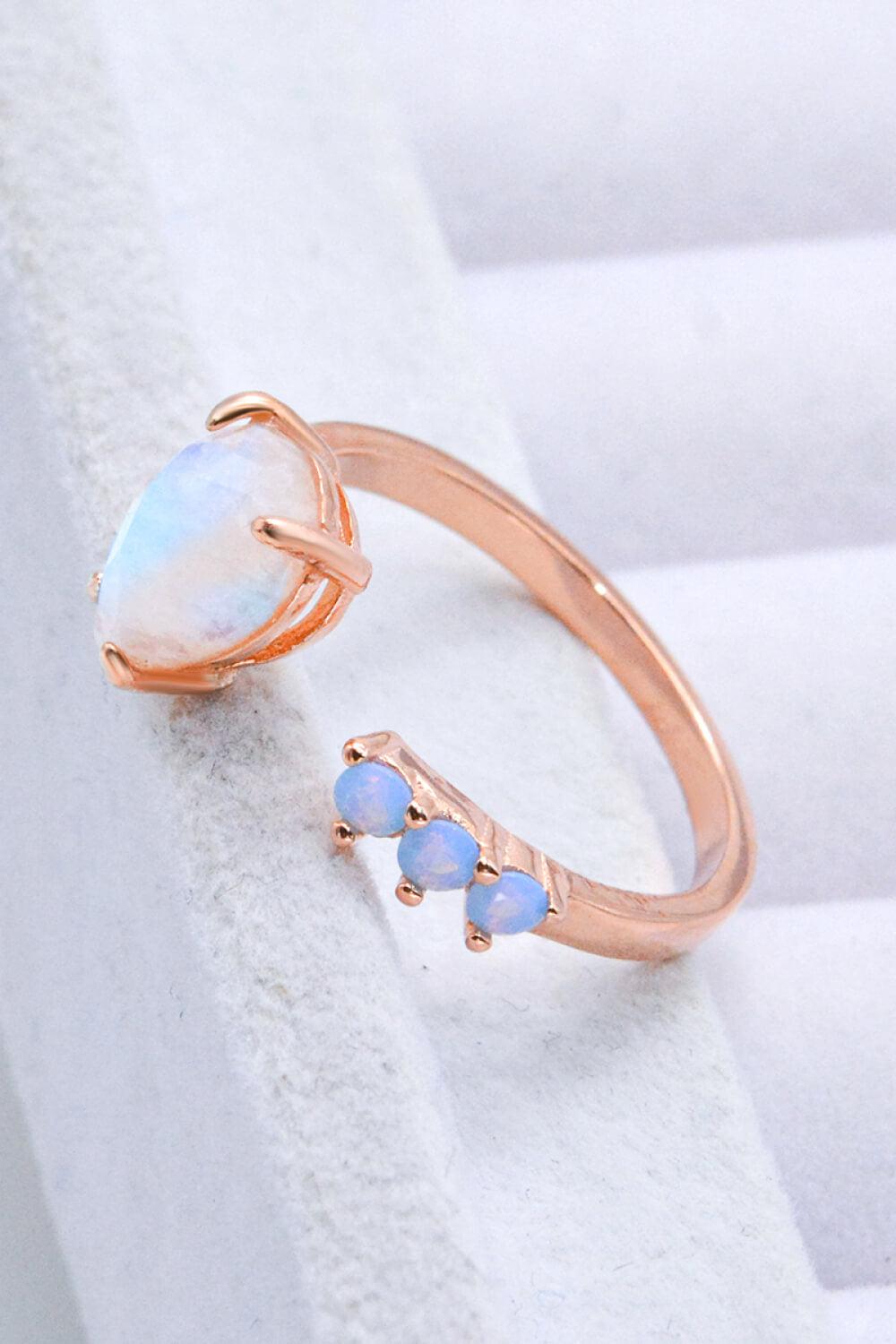18K Rose Gold-Plated Moonstone Open Ring BLUE ZONE PLANET