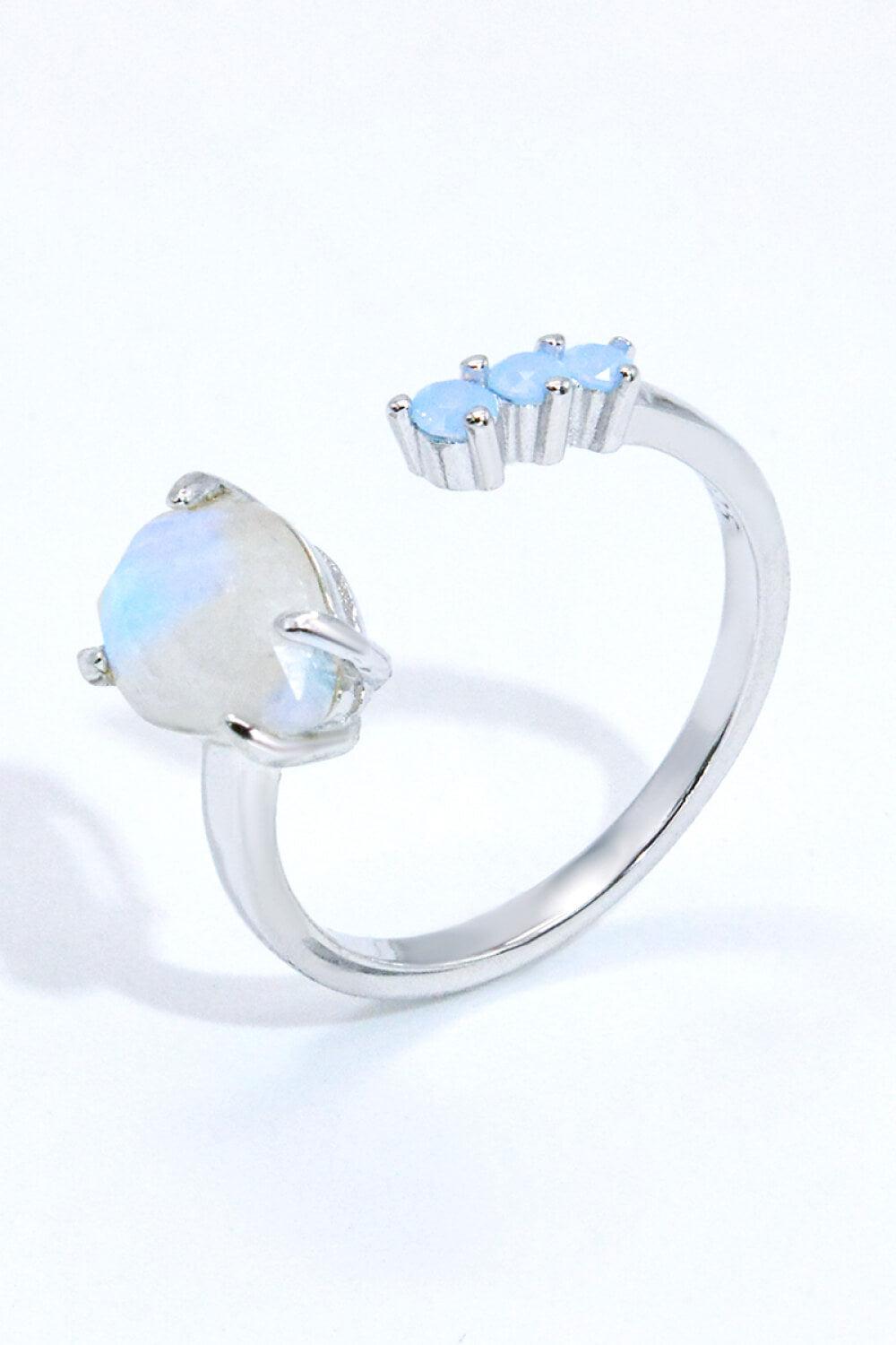 18K Rose Gold-Plated Moonstone Open Ring BLUE ZONE PLANET