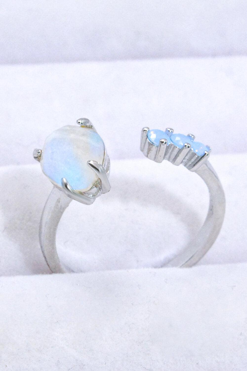 18K Rose Gold-Plated Moonstone Open Ring BLUE ZONE PLANET