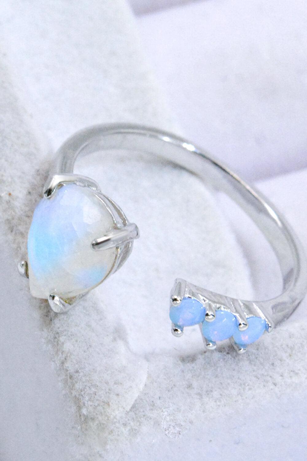 18K Rose Gold-Plated Moonstone Open Ring BLUE ZONE PLANET