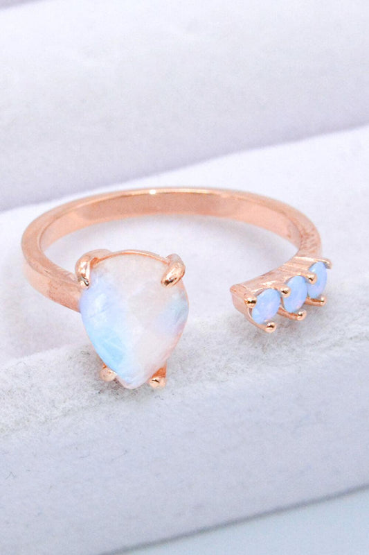 18K Rose Gold-Plated Moonstone Open Ring BLUE ZONE PLANET