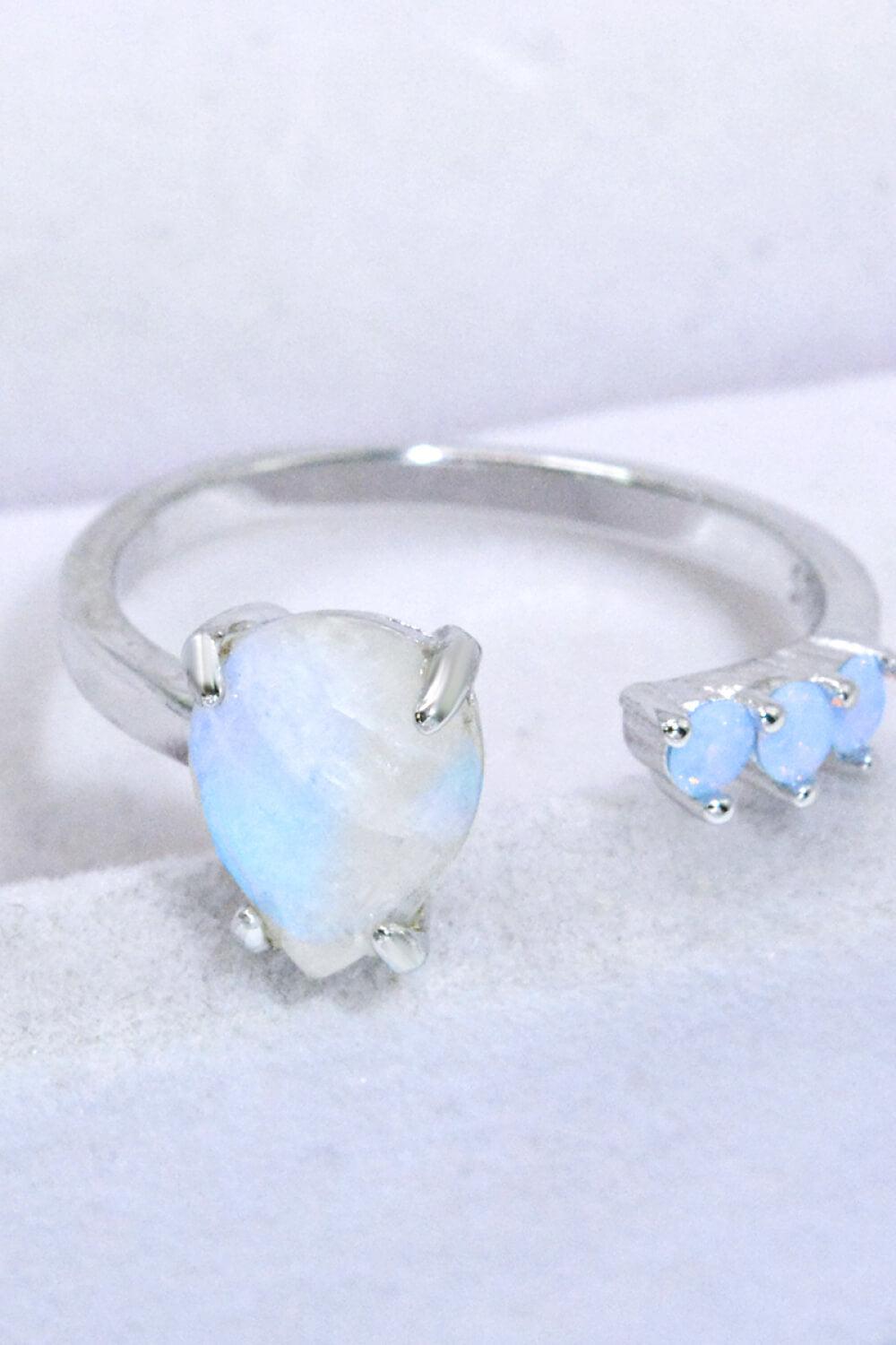18K Rose Gold-Plated Moonstone Open Ring BLUE ZONE PLANET