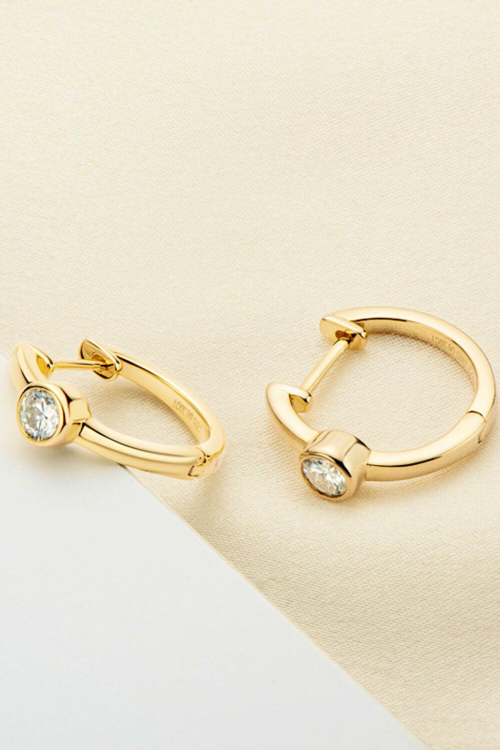 18k Gold-Plated Inlaid Moissanite Huggie Earrings BLUE ZONE PLANET