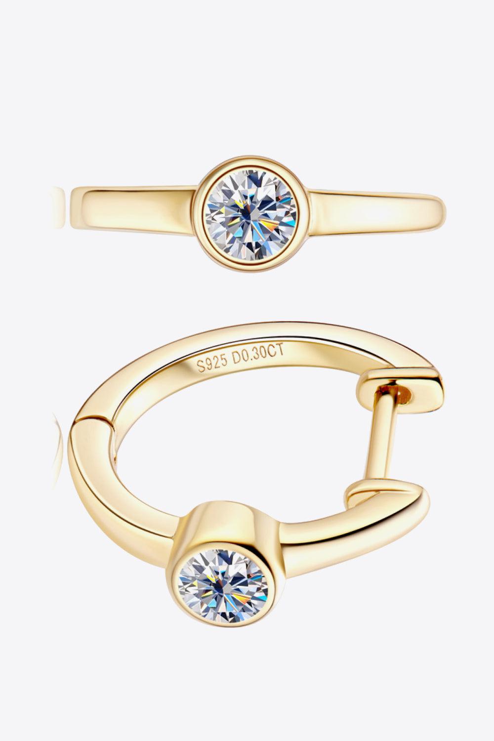 18k Gold-Plated Inlaid Moissanite Huggie Earrings BLUE ZONE PLANET