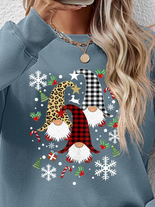 Faceless Gnomes Graphic Drop Shoulder Sweatshirt BLUE ZONE PLANET