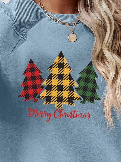 MERRY CHRISTMAS Dropped Shoulder Sweatshirt BLUE ZONE PLANET