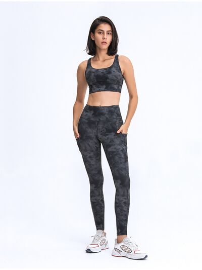 Double Take Wide Waistband Leggings with Pockets BLUE ZONE PLANET