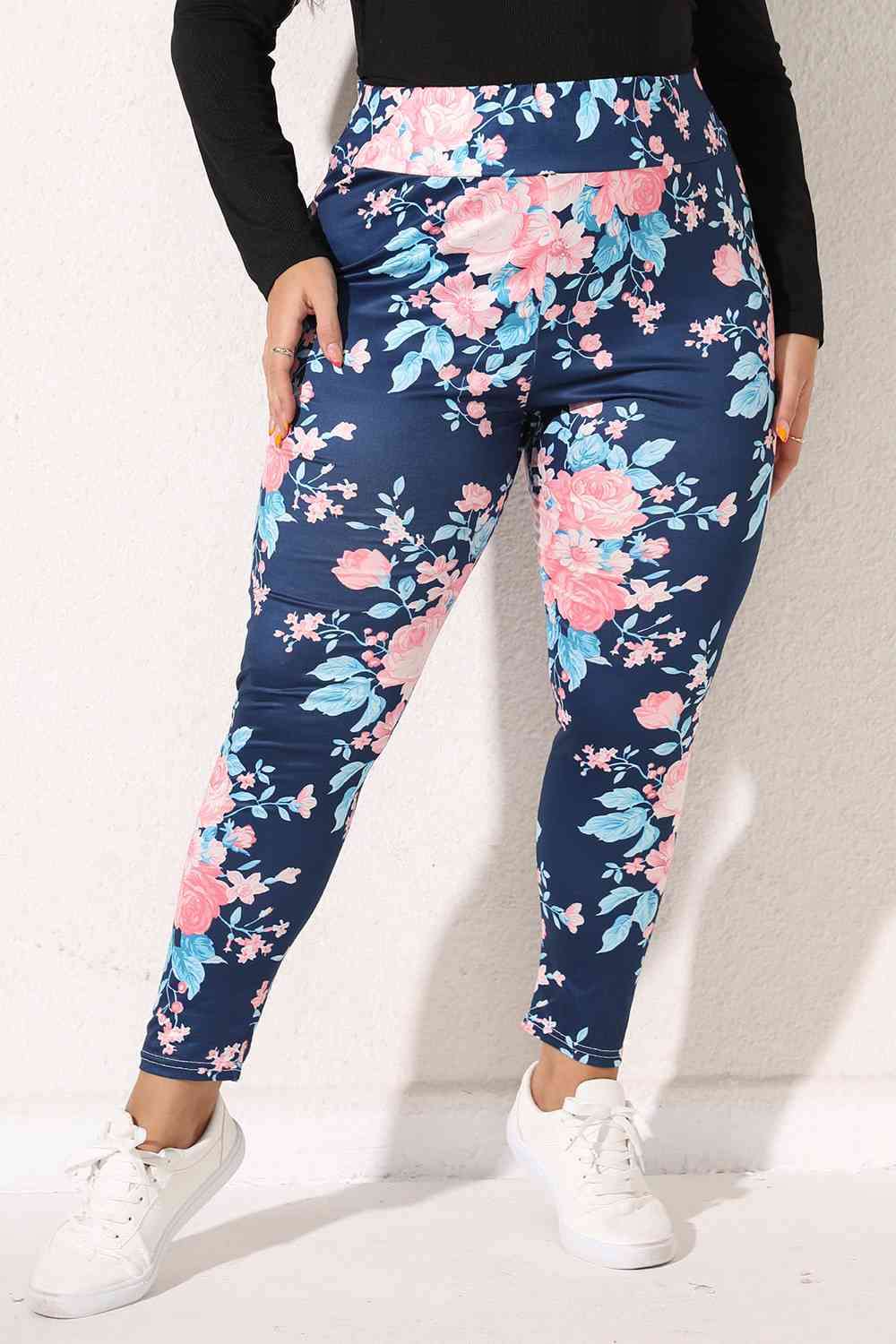 Plus Size Floral Print Legging BLUE ZONE PLANET