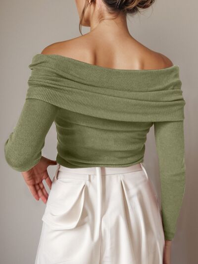 Blue Zone Planet | Off-Shoulder Long Sleeve Sweater BLUE ZONE PLANET