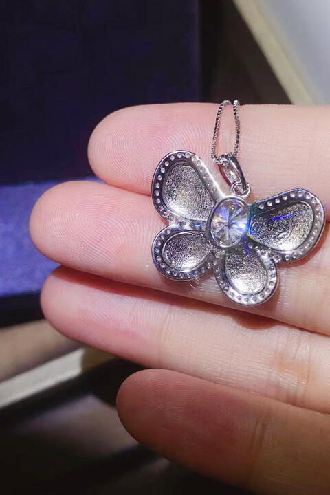 1 Carat Moissanite Butterfly Pendant Necklace BLUE ZONE PLANET