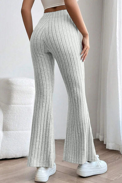 Blue Zone Planet | Basic Bae Full Size Ribbed High Waist Flare Pants BLUE ZONE PLANET