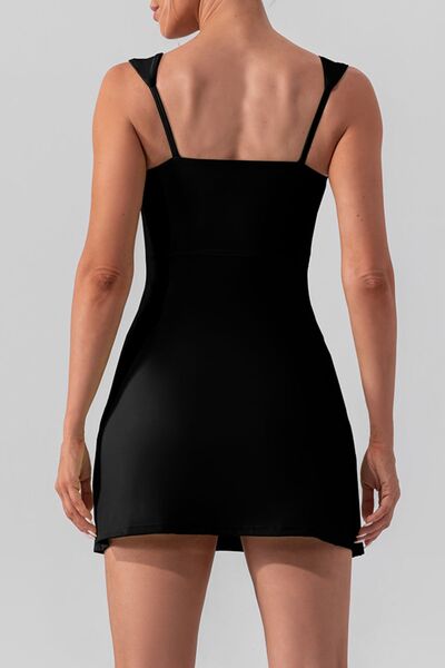 Blue Zone Planet | Square Neck Sleeveless Slit Mini Active Dress BLUE ZONE PLANET